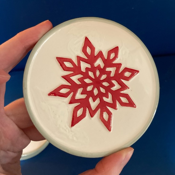 Set of 4 Snowflake Coasters - Red and Blue Accents - Picture 7 of 15